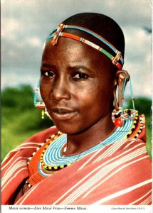 Kenya, Africa  MASAI WOMAN  Ethnic~Beautiful African Jewelry   4X6  Postcard