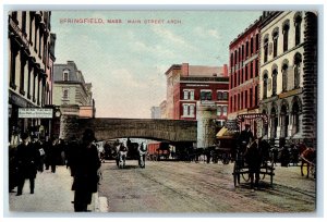 c1910's Main Street Arch Springfield Massachusetts MA Fishing Tackle Postcard