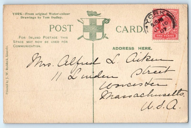 Yorkshire England Postcard Petergate Street View Tom Dudley 1907 Antique