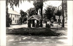 Brooklyn Connecticut CT Town Pump Real Photo Vintage Postcard