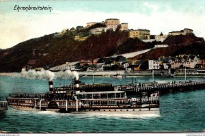 Germany Ehrenbreitstein River View With Steamers