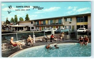 SANTA CRUZ, CA California ~ Roadside TRAVELODGE Pool c1960s Postcard