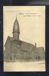 HARTFORD INDIANA SPACE METHODIST CHURCH VINTAGE POSTCARD 1908