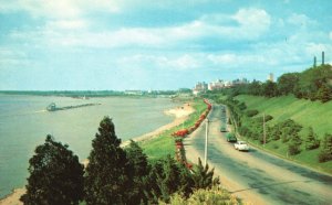 Vintage Postcard Riverside Drive Mississippi At Left Memphis Skyline Background