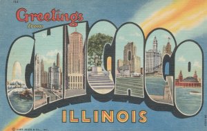 Greetings From CHICAGO, Illinois LARGE Letter Greetings