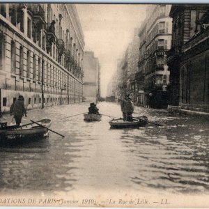 1910 Paris France Rue de Lille Downtown Flooded Au Bonheur Des Dames Stamp BA342