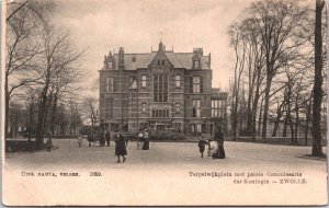 Netherlands Zwolle Terpelwijk Plein met Paleis Vintage Postcard 09.35