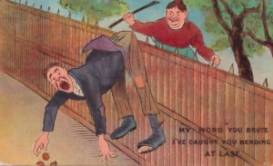 Peeping Tom Caught Spanking Antique Comic Humour Postcard