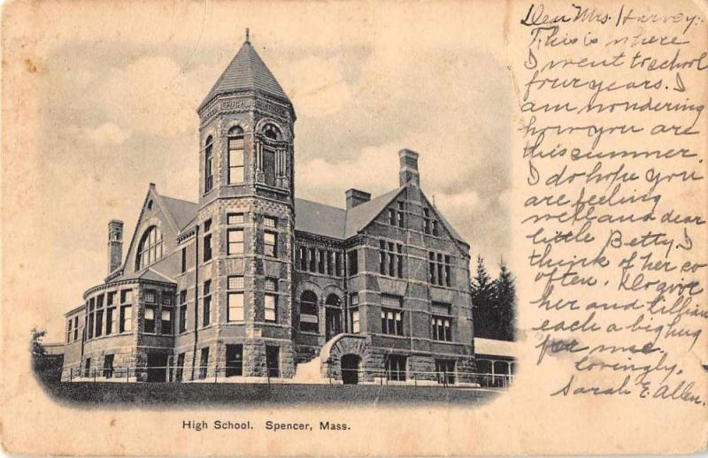 Spencer Massachusetts High School Antique Postcard J51387