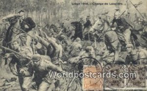 Liege 1914 Charge de Lanciers, Belgium 1920 Stamp on front 