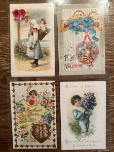 Lot of Antique Postcards Early 1900s Vintage Embossed Children Valentine’s Day