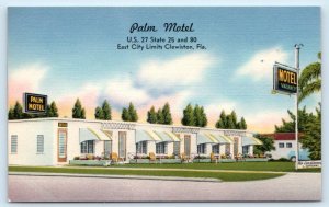CLEWISTON, FL Florida ~ Roadside PALM MOTEL c1950s Linen Hendry County Postcard