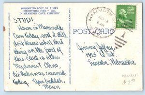 Mammoth Cave Kentucky Postcard Mummified Body Man Interior c1946 Vintage Antique