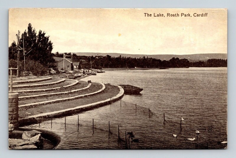 Lake Roath Park Cardiff Antique Postcard UNP Valentine Unused DB 