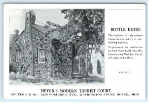 WASHINGTON COURT HOUSE, OH~ Bottle House @ MEYER'S MODERN TOURIST COURT Postcard