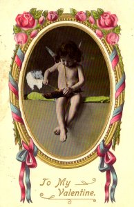 To My Valentine - Little Angel with Quiver - Glossy Center - Embossed - in 1911