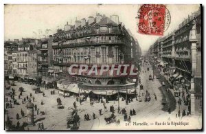 Marseille - Rue de la Republique - Old Postcard