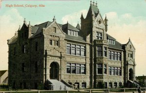 c1910 Postcard; Romanesque High School Building, Calgary AB Canada Architecture