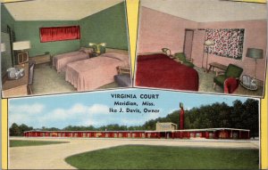 Virginia Court Meridian Mississippi Postcard PC436