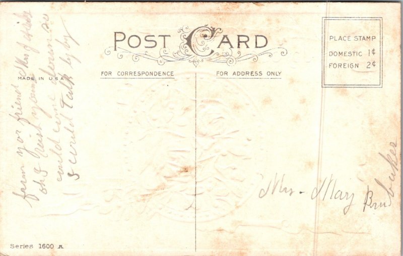 New Year Bells Roses Floral Design Postcard