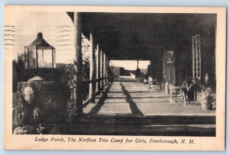 Peterborough New Hampshire NH Postcard Lodge Porch Norfleet Trio Camp Girls 1939