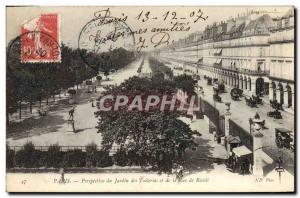 Old Postcard Perspective Paris Tuileries Garden and the rue de Rivoli