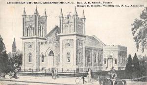 Greensboro North Carolina Lutheran Church Street View Antique Postcard K103371