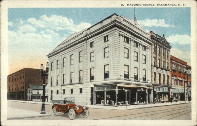 Salamanca NY Masonic Temple c1920 Postcard