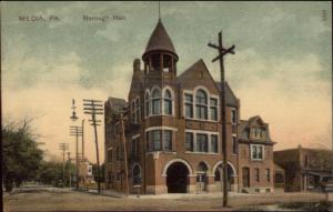 Media PA Borough Hall Fire Station c1910 Postcard
