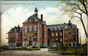 Fond du Lac Wisconsin St Agnes Hospital 1908 to Oshkosh WI Postcard U4