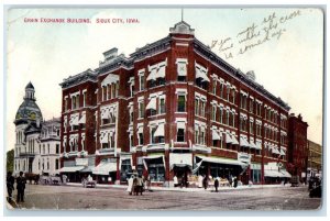 1912 Grain Exchange Building Stores Street View Sioux City Iowa IA Postcard