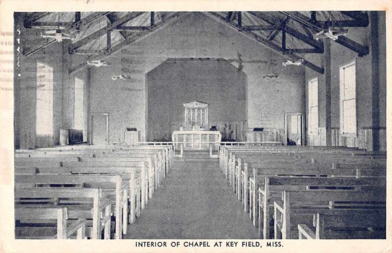 Key Field Mississippi Chapel Interior Vintage Postcard JJ649873