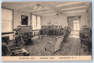 1940 Burlington New Jersey NJ Postcard Reception Hall Masonic Home Interior View