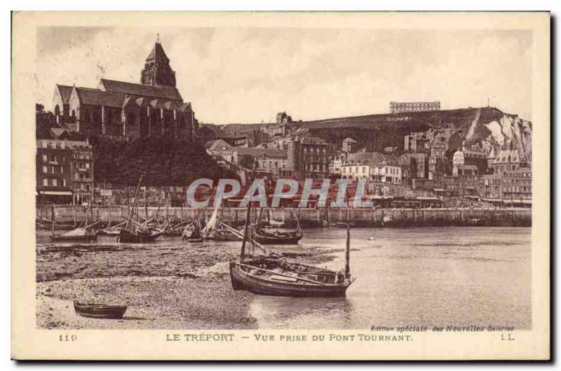 Old Postcard Treport Vue Prize Du Pont Tournant Boat