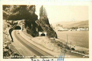Oregon Columbia River Bonneville Automobiles 1938 RPPC Photo Postcard 22-2769