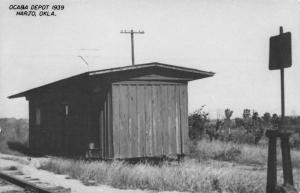 Harjo Oklahoma Railroad Depot Real Photo Antique Postcard K89760