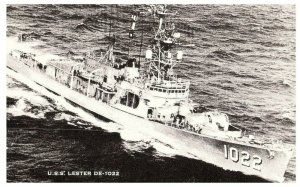 U.S.S. Lester DE-1022  US Atlantic Fleet Newport RI Home-Ported Postcard