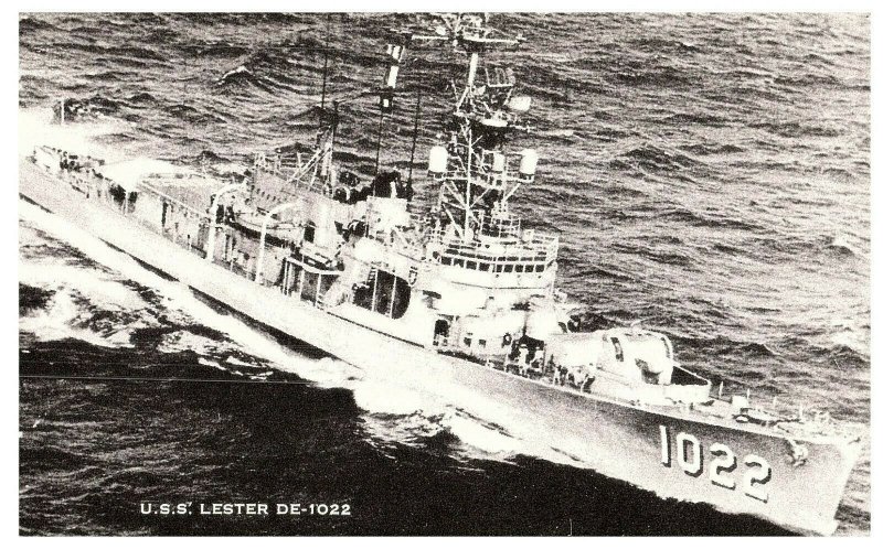 U.S.S.Lester DE-1022 US Atlantic Fleet NEWPORT Ri Home-Ported Postcard-