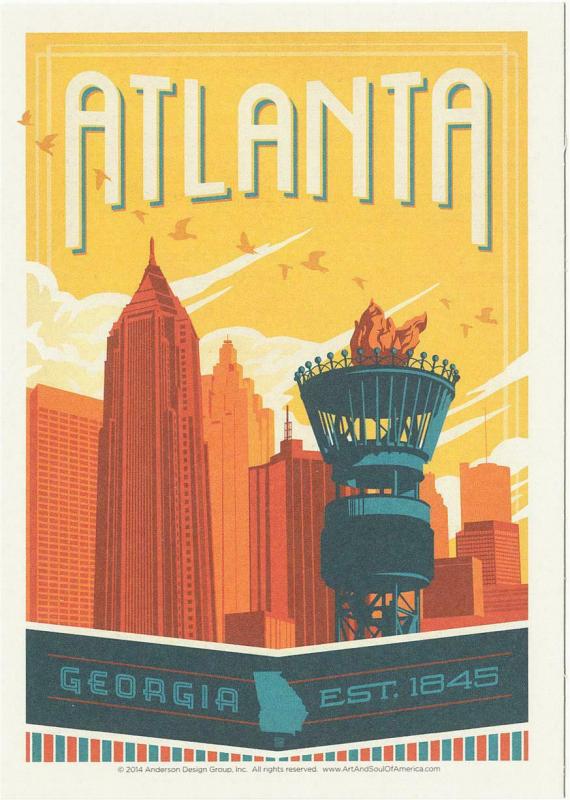 Postcard of Atlanta Georgia Travel Poster Style Postcard