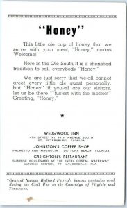 Honey Quote with Greetings - Creighton's Restaurant - Fort Lauderdale, Florida