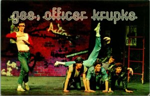 Vtg Chrome Postcard Advertising Dramatic Play - Gee, Officer Krupke 1970s