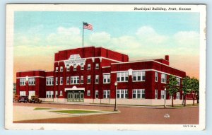 PRATT, KS Kansas  MUNICIPAL BUILDING  1948  Pratt  County  Postcard