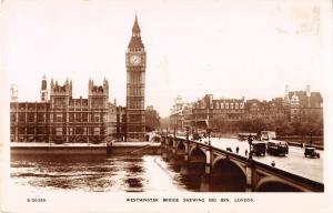 BR96054 westminster bridge shewing big ben london real photo s 20380 bus car  uk