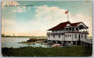 St. Johns Quebec Canada c1910 Postcard Yacht Club