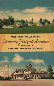 Sturbridge Massachusetts MA Thompson's Countryside Restaurant Linen Postcard