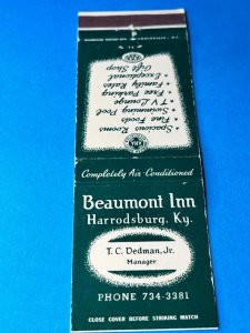 Vintage Matchbook Cover Beaumont Inn Harrodsburg, Kentucky MB164
