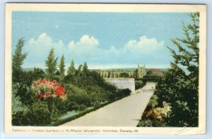 Pathway in Sunken Gardens McMaster University HAMILTON Canada 1947 Postcard