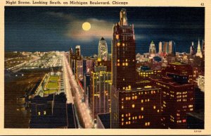 Illinois Chicago Michigan Avenue Looking South At Night