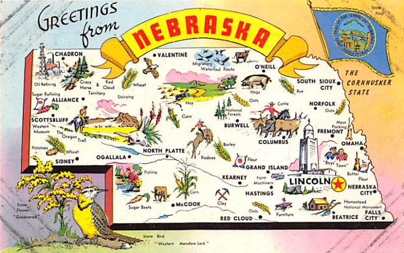 Maps Nebraska USA Unused