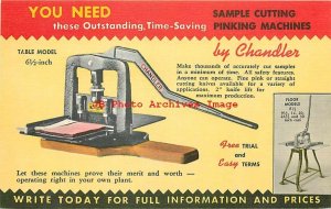 Advertising Linen Postcard, Chandler Machine Company, Cutting Pinking Machines